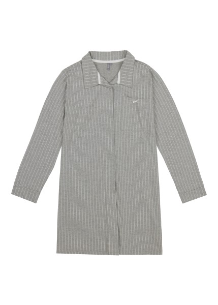 Damen Sleepshirt 370 durchgeknöpft grau