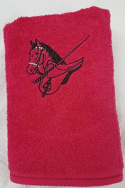 Handtuch pink mit Stickerei Pferd